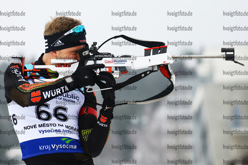 27.01.2018, xkvx, Wintersport, Biathlon IBU Junior Cup - Nove Mesto Na Morave, Sprint v.l. MUELLER Christoph Tobias