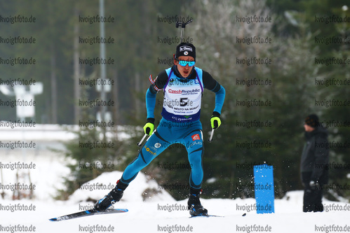 27.01.2018, xkvx, Wintersport, Biathlon IBU Junior Cup - Nove Mesto Na Morave, Sprint v.l. PERRILLAT BOTTONET Martin