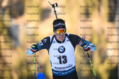 16.01.2019, xkvx, Biathlon IBU Weltcup Ruhpolding, Sprint Herren, v.l. Quentin Fillon Maillet (France) in aktion / in action competes