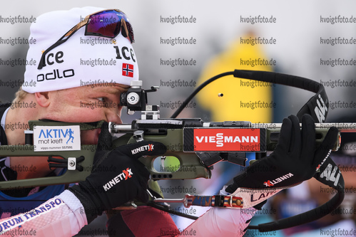 18.01.2019, xkvx, Biathlon IBU Weltcup Ruhpolding, Staffel Herren, v.l. Johannes Dale (Norway) in aktion am Schiessstand / at the shooting range