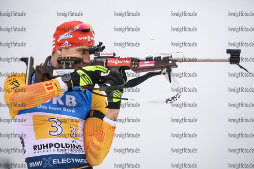 18.01.2019, xkvx, Biathlon IBU Weltcup Ruhpolding, Staffel Herren, v.l. Arnd Peiffer (Germany) in aktion am Schiessstand / at the shooting range