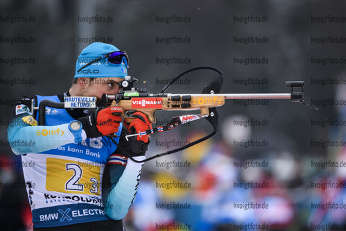 18.01.2019, xkvx, Biathlon IBU Weltcup Ruhpolding, Staffel Herren, v.l. Simon Desthieux (France) in aktion am Schiessstand / at the shooting range