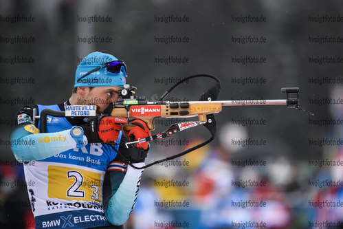 18.01.2019, xkvx, Biathlon IBU Weltcup Ruhpolding, Staffel Herren, v.l. Simon Desthieux (France) in aktion am Schiessstand / at the shooting range