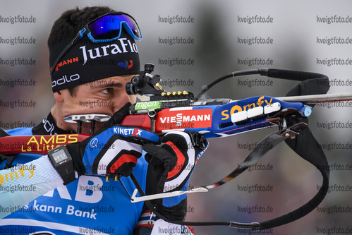 18.01.2019, xkvx, Biathlon IBU Weltcup Ruhpolding, Staffel Herren, v.l. Quentin Fillon Maillet (France) in aktion am Schiessstand / at the shooting range