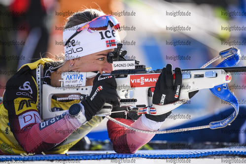 24.01.2019, xkvx, Biathlon IBU Weltcup Pokljuka, Einzel Damen, v.l. Tiril Eckhoff (Norway) in aktion am Schiessstand / at the shooting range