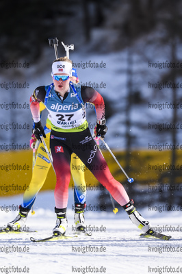 08.02.2020, xkvx, Biathlon IBU Cup Martell, Sprint Damen, v.l. Karoline Erdal (Norway) in aktion / in action competes