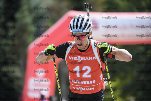 06.09.2020, xkvx, Biathlon Deutsche Meisterschaften Altenberg, Verfolgung Herren, v.l. David Zobel (Germany)  / 