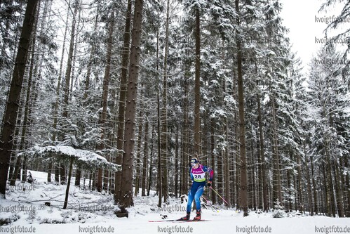 29.01.2021, xtwx, Biathlon IBU European Championships Duszniki Zdroj, Sprint Damen, v.l. Amy Baserga (Switzerland) in Aktion / in action competes