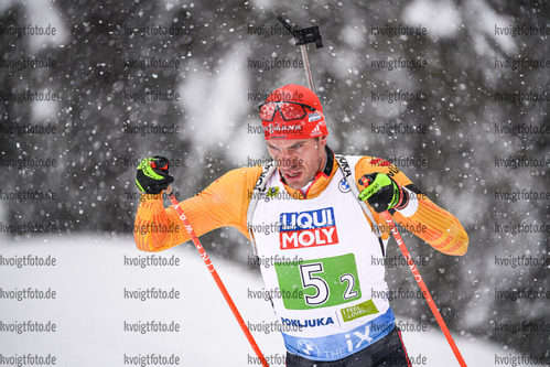 10.02.2021, xkvx, Biathlon IBU World Championships Pokljuka, Mixed Relay, v.l. Arnd Peiffer (Germany) in aktion / in action competes