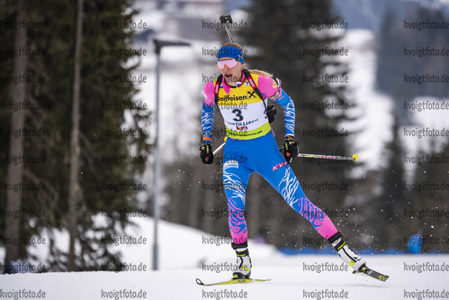 12.03.2020, xkvx, Biathlon IBU Cup Obertilliach, Sprint Damen, v.l. Ekaterina Noskova (Russia)  / 