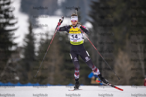 12.03.2020, xkvx, Biathlon IBU Cup Obertilliach, Sprint Damen, v.l. Kristina Oberthaler (Austria)  / 