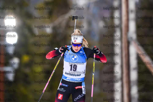 19.03.2021, xkvx, Biathlon IBU World Cup Oestersund, Sprint Damen, v.l. Ingrid Landmark Tandrevold (Norway) in aktion / in action competes