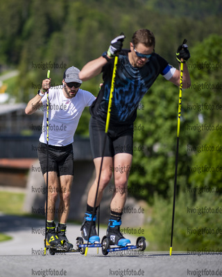 04.06.2021, xkvx, Biathlon Training Ruhpolding, v.l. Matthias Dorfer (Germany), Dominic Schmuck (Germany) in aktion in action competes
