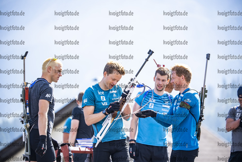 03.07.2021, xkvx, Biathlon Training Lavaze, v.l. Vetle Sjaastad Christiansen (Norway), Tarjei Boe (Norway), Sturla Holm Laegreid (Norway), Johannes Dale (Norway)  