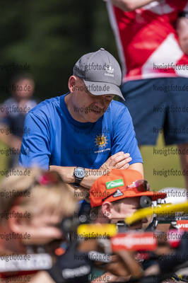 12.07.2021, xkvx, Biathlon Training Bormio, v.l. Schiesstrainer Engelbert Sklorz (Germany), Benedikt Doll (Germany)  