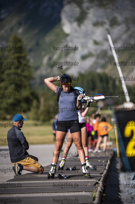 23.08.2021, xkvx, Biathlon Training Bessans, v.l. Camille Bened (France)  