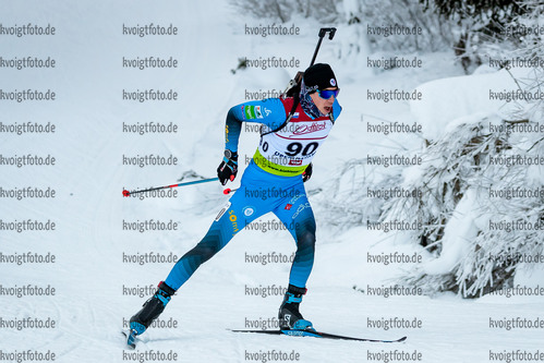 18.12.2021, Biathlonzentrum, Obertilliach, AUT, IBU Cup, Obertilliach 2021, Sprint, Herren, im Bild Guillaume Desmus (FRA) // Guillaume Desmus of France during the men sprint competition of IBU Cup at the Biathlonzentrum in Obertilliach, Austria on 2021/12/18. EXPA Pictures © 2021, PhotoCredit: EXPA/ Lukas Huter via VOIGT Fotografie