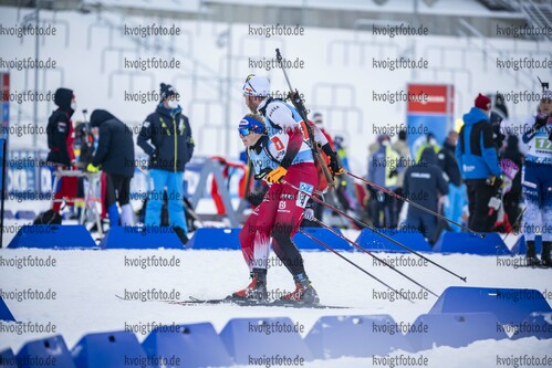 08.01.2022, xkvx, Biathlon IBU World Cup Oberhof, Single Mixed Relay, v.l. Simon Eder (Austria), Lisa Theresa Hauser (Austria) in aktion / in action competes