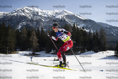 Lenzerheide, Schweiz, 06.03.22: Dominic Unterweger (Austria) in aktion waehrend des 15km Massenstart 60 der Herren bei dem IBU Cup im Biathlon am 06. Februar 2022 in Lenzerheide. (Foto von Benjamin Soelzer / VOIGT)

Lenzerheide, Switzerland, 06.03.22: Dominic Unterweger (Austria) in action competes during the 15km men’s mass start 60 at the Biathlon IBU Cup March 06, 2022 in Lenzerheide. (Photo by Benjamin Soelzer / VOIGT)