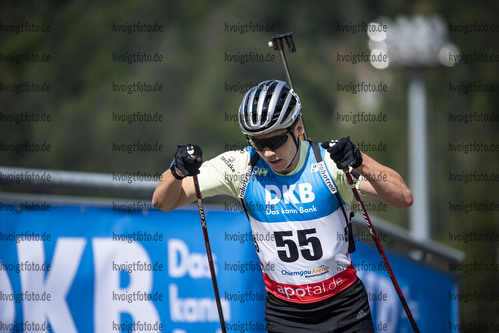 Ruhpolding, Deutschland, 26.08.22: Justus Strelow (Germany) in aktion waehrend dem Super Sprint Herren Qualifikation bei den IBU Sommer Weltmeisterschaften im Biathlon am 26. August 2022 in Ruhpolding. (Foto von Kevin Voigt / VOIGT)

Ruhpolding, Germany, 26.08.22: Justus Strelow (Germany) in action competes during the Super Sprint Mens Qualification at the IBU Summer Biathlon World Championships August 26, 2022 in Ruhpolding. (Photo by Kevin Voigt / VOIGT)