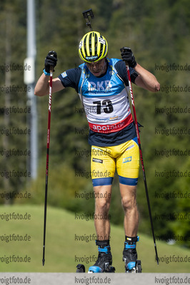 Ruhpolding, Deutschland, 26.08.22: Oskar Brandt (Sweden) in aktion waehrend dem Super Sprint Herren Qualifikation bei den IBU Sommer Weltmeisterschaften im Biathlon am 26. August 2022 in Ruhpolding. (Foto von Kevin Voigt / VOIGT)

Ruhpolding, Germany, 26.08.22: Oskar Brandt (Sweden) in action competes during the Super Sprint Mens Qualification at the IBU Summer Biathlon World Championships August 26, 2022 in Ruhpolding. (Photo by Kevin Voigt / VOIGT)