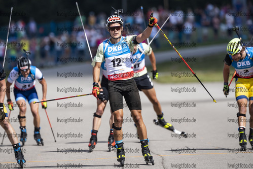 Ruhpolding, Deutschland, 26.08.22: Philipp Horn (Germany) im Ziel waehrend dem Super Sprint Herren Finale bei den IBU Sommer Weltmeisterschaften im Biathlon am 26. August 2022 in Ruhpolding. (Foto von Kevin Voigt / VOIGT)

Ruhpolding, Germany, 26.08.22: Philipp Horn (Germany) in the finish during the Super Sprint Mens Final at the IBU Summer Biathlon World Championships August 26, 2022 in Ruhpolding. (Photo by Kevin Voigt / VOIGT)