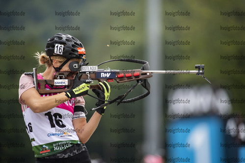 Ruhpolding, Deutschland, 27.08.22: Johanna Puff (Germany) in aktion am Schiessstand waehrend dem Sprint der Juniorinnen bei den IBU Sommer Weltmeisterschaften im Biathlon am 27. August 2022 in Ruhpolding. (Foto von Kevin Voigt / VOIGT)

Ruhpolding, Germany, 27.08.22: Johanna Puff (Germany) at the shooting range during the junior women’s sprint at the IBU Summer Biathlon World Championships August 27, 2022 in Ruhpolding. (Photo by Kevin Voigt / VOIGT)