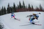 03.12.2021, xetx, Biathlon IBU Cup Sjusjoen, Sprint Women, v.l. Anastasiia Goreeva (RUSSIA), Ukaleq Astri Slettemark (GREENLAND)  / 