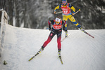 16.12.2021, xkvx, Biathlon IBU World Cup Le Grand Bornand, Sprint Women, v.l. Ida Lien (Norway) Anna Magnusson (Sweden) in aktion / in action competes